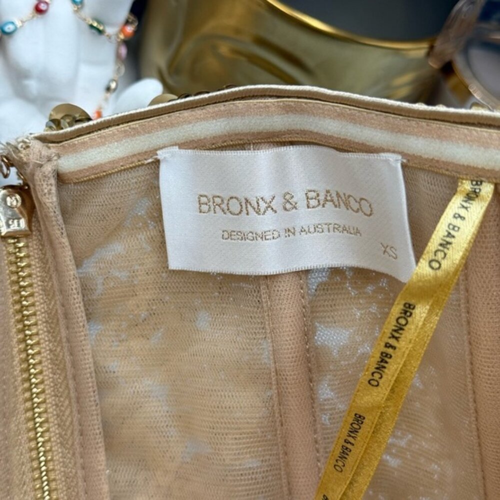 🆕 BRONX & BANCO 🧿 NWOT Farah Strapless Sequins Gown, Gold, Sz XS US 2 - Picture 13 of 14